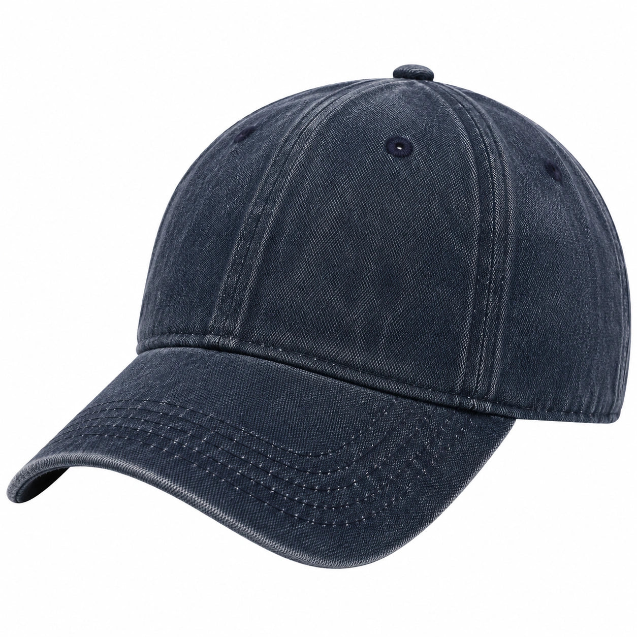 Baseballkappe Einheitsgröße aus Denim Dunkelblau mit gebogenem Schirm für den Alltag