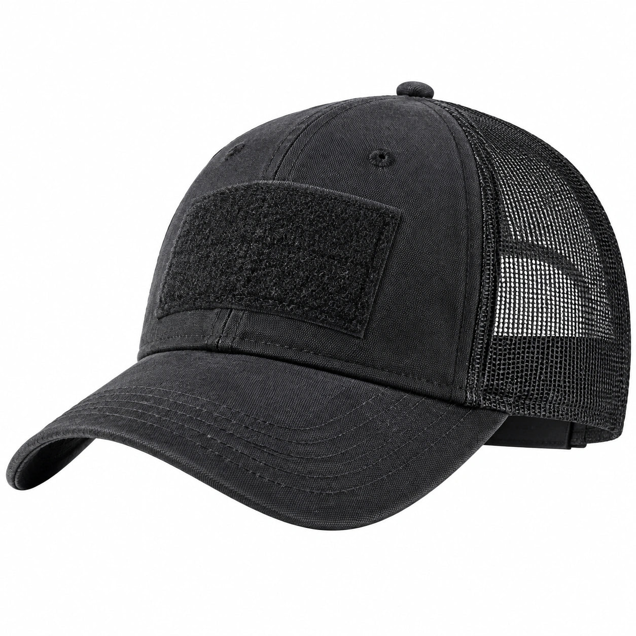 Trucker Cap Einheitsgröße aus Textil und Mesh Schwarz - verstellbare Baseballkappe mit gebogenem Schirm