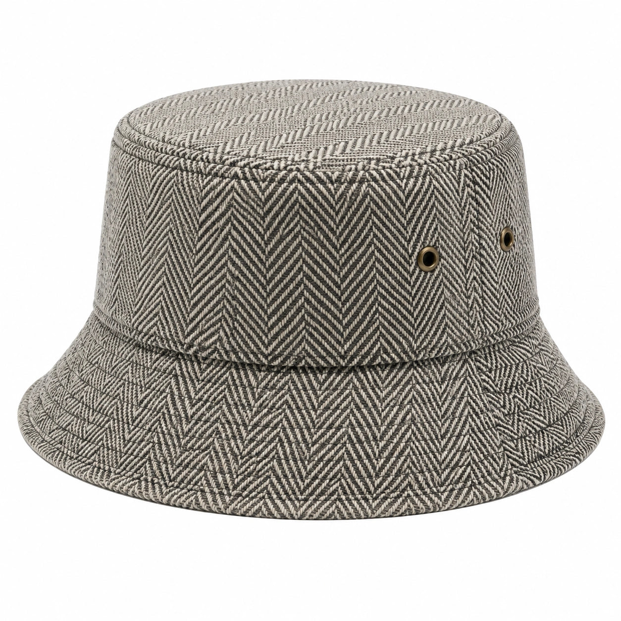 Bucket Hat Einheitsgröße aus Textil in Grau Schwarz mit Fischgrätmuster