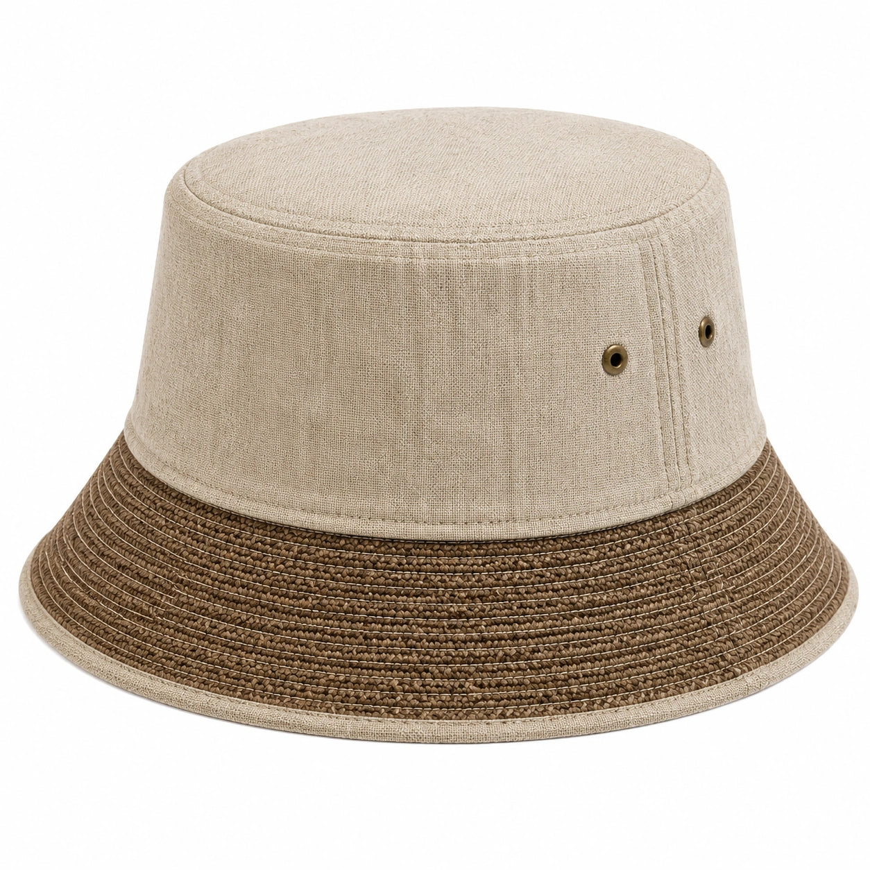 Fischerhut Einheitsgröße Beige Braun Textil mit breiter Krempe