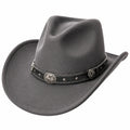 Cowboyhut Einheitsgröße in Grau mit Filzoptik und Zierband