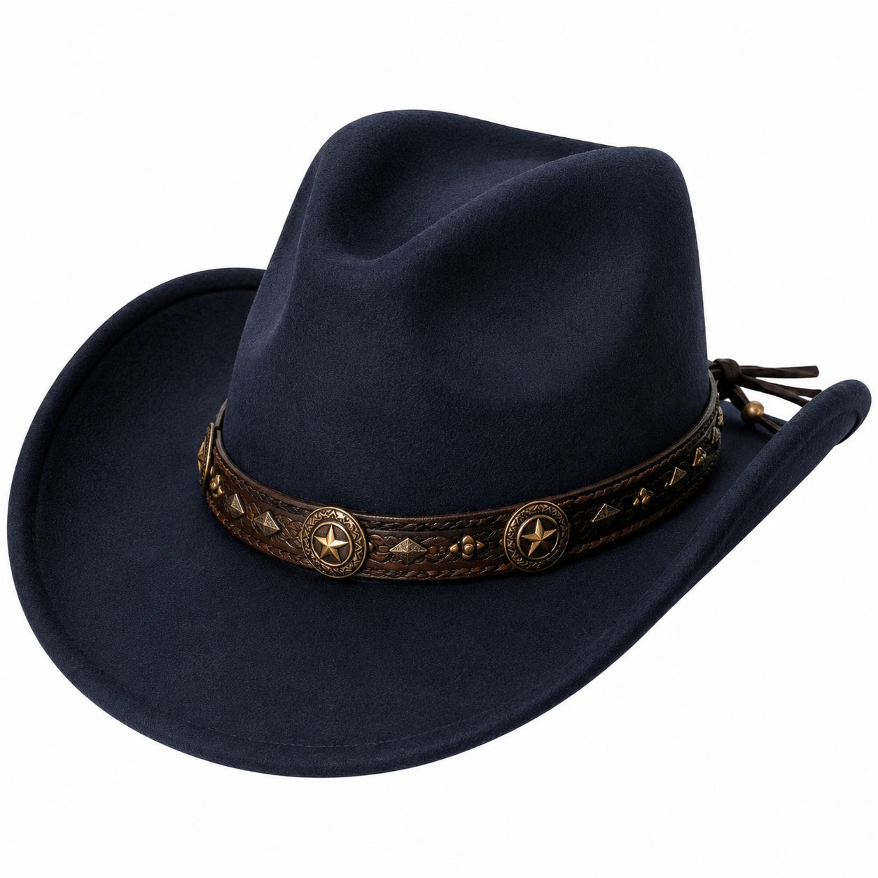 Cowboyhut Einheitsgröße dunkelblau Textil mit Zierband im Westernstil