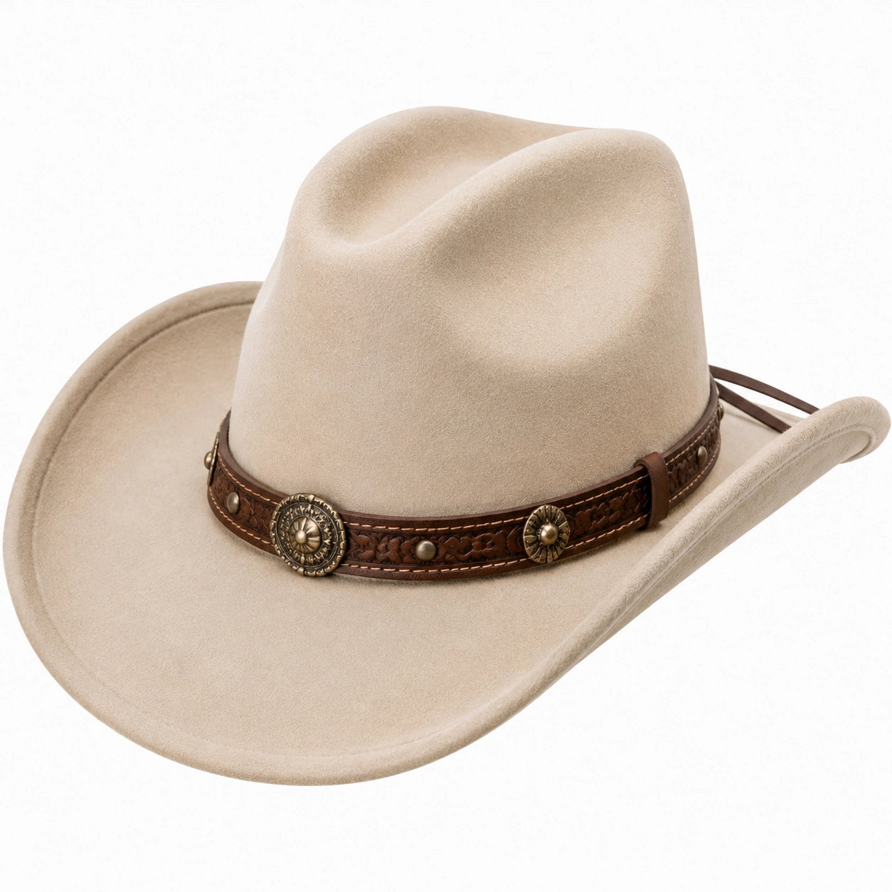 Westernhut Einheitsgröße Beige Textil mit braunem Zierband