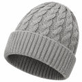 Strickmütze Einheitsgröße Grau mit Zopfmuster und Umschlag