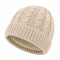 Strickmütze Einheitsgröße Creme mit Fleecefutter und Zopfmuster