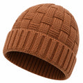 Strickmütze Einheitsgröße Braun mit Umschlag und Zopfmuster für Alltag